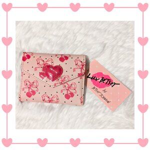 {Betsey Johnson} Pink Bow Coquette Heart Cherries Wallet NWT Kawaii Bifold